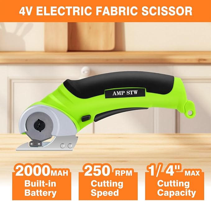 Cordless Electric Fabric Scissors, Power Rotary Cutter,Cardboard Box Heavy Duty Scissor, Rechargeable Sewing Shears (With Storage Box)