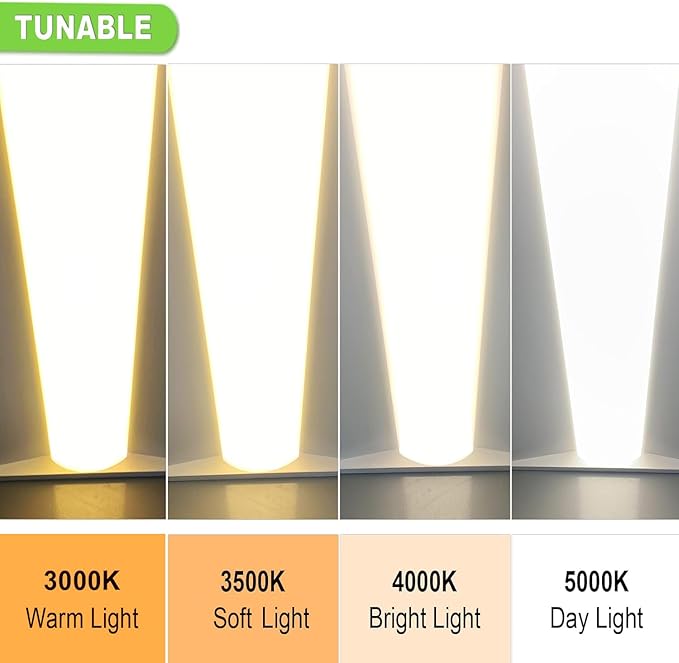 Cortelco 2x4 LED Troffer Light-25W/30W/35W/40W/50W,Up to 7500 Lumens,4 CCT Selectable 3000K/3500K/4000K/5000K,0-10V Dimmable Drop Ceiling Panel,100-277V,ETL & DLC Listed,Commercial Grade,4-Pack