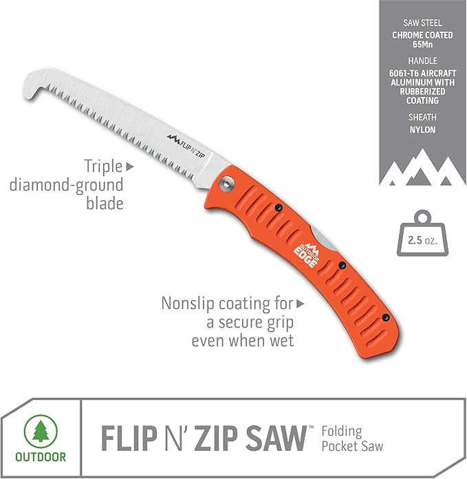 OUTDOOR EDGE RazorGuide Pak with Zip Pro & 12 Extra Blades | Hunting Knife Set Features Two Replaceable Blade Hunting Knives, Bone Saw, and Zip Pro Gutting Blade (Black Guide Pack Pro)