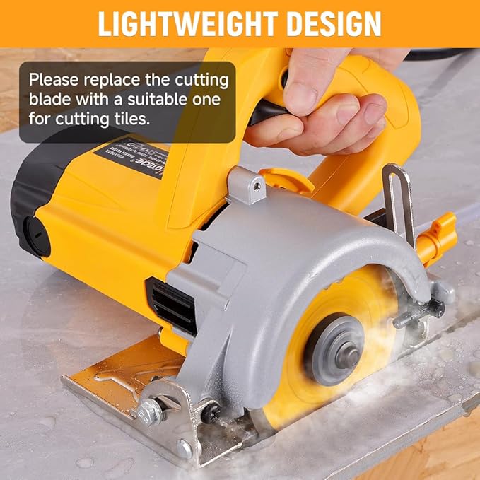 Hoteche 4-3/8-Inch Dry/Wet Masonry&Tile Saw 1300W Electric Cutter for Stone, Ceramic and Marble Cutting(Tool Only)