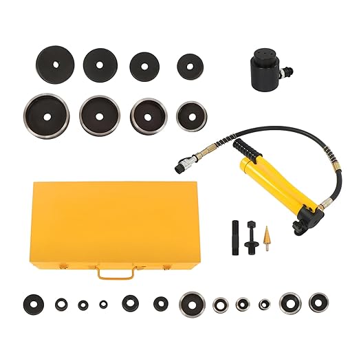kimllier 15-Ton Hydraulic Knockout Punch Kit, Heavy Duty Punch Driver 1/2" to 4" Professional Hole Cutter Tool for Electrical Panels, Metal Framing
