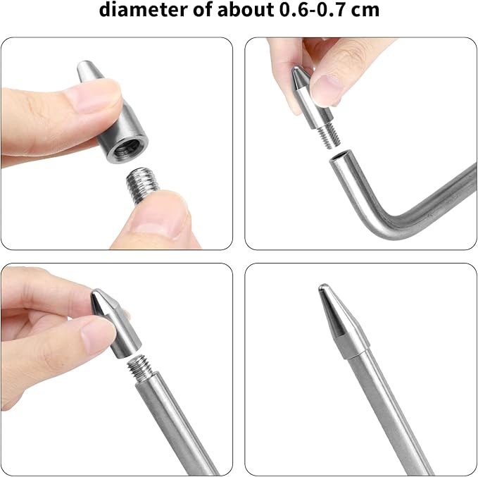 LadyRosian Paintless Dent Repair Tool Dent Removal Rods Set Stainless Steel Tools with Accessories for Car Body Dent and Hail Damage Repair