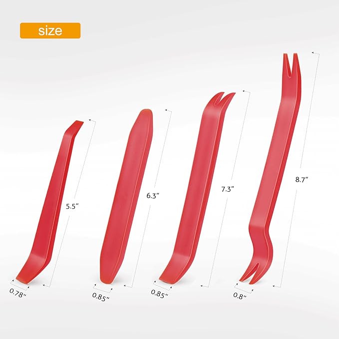 GOOACC Auto Trim Removal Tool Kit No-Scratch Tool Kit for Car Audio Dash Window Molding-4PCS (Red)