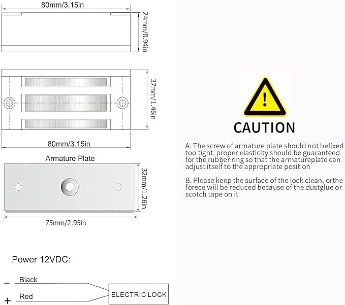 Electric Magnetic Lock 60KG 130LBS Holding Force Electromagnet Lock 12V Fail Safe NC Mode Single Door for Access Control System/Metal Door/Fire Proof Door/Wooden Door/Glass Door etc. (60KG/130LBS)