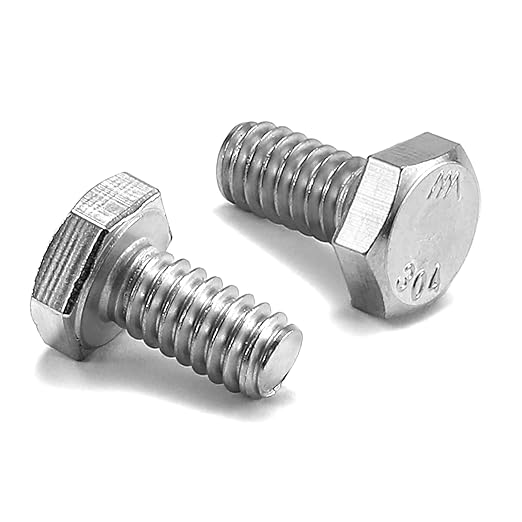 3/8-16 x 1/2" Hex Head Screw Bolt, 10Pcs 18-8 (304) Stainless Steel, Fully Threaded, Plain Finish, by SG TZH