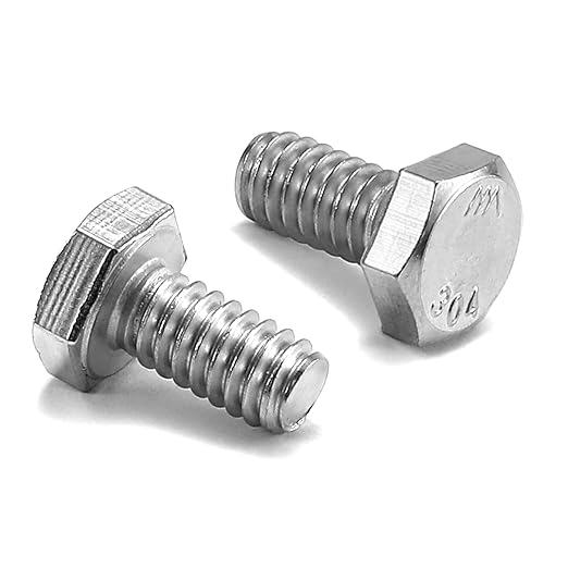 3/8-16 x 1/2" Hex Head Screw Bolt, 20Pcs 18-8 (304) Stainless Steel, Fully Threaded, Plain Finish, by SG TZH