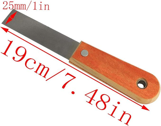 LQ Industrial Wall Scraper 2PCS 1Inch Cr-V Steel Stiff Putty Knives Putty Scrapers with Wooden Handle