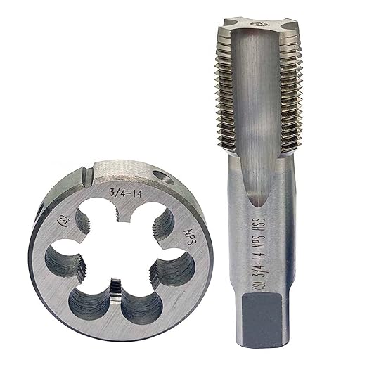 3/4"-14 NPS tap and die, 3/4"-14, 3/4"-18, HSS Tap And Die Set UNF Machine Thread Tap And UNF Round Thread Die Right Hand (3/4-14 NPS)