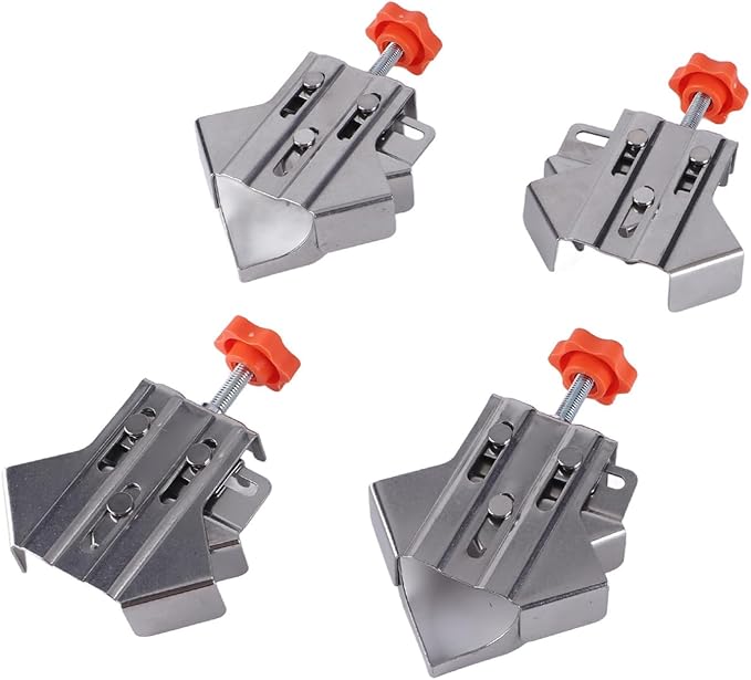 Fayelume 4PCS 90 Degree Corner Clamp, Stainless Steel Right Angle Clamp, Opened and Closed Pipe Corner Clamps, Adjustable for Woodworking