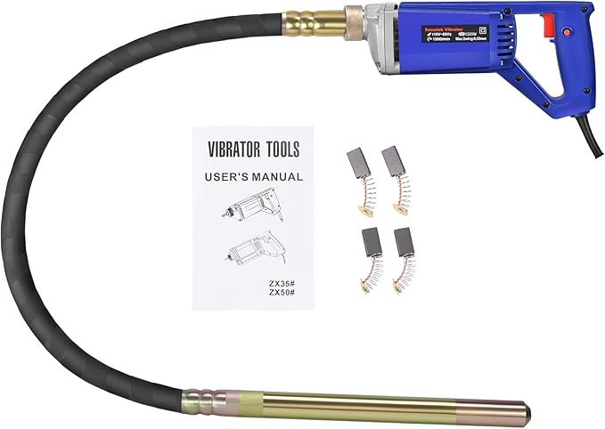 Seeutek Handheld Concrete Vibrating Tool - 1500W 6.6ft Electric Concrete Vibrator, 13000VPM Portable Pencil Cement Vibrator for Remove Air Bubble and Mix Concrete, Easy to Use
