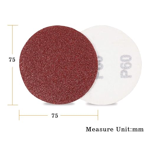 SPEEDWOX 100pcs Sanding Discs 3 Inch Sandpaper 60 Grit Hook and Loop Sanding Discs for Drill Grinder Rotary Tools No Hole