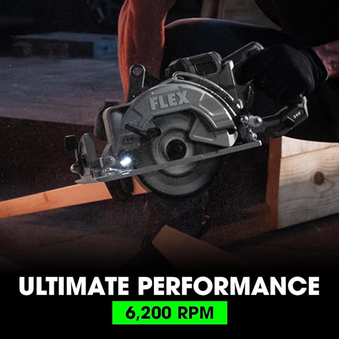 FLEX 24V Brushless Cordless 7-1/4-Inch Rear Handle Circular Saw Kit with 10.0Ah Stacked Lithium Battery and 280W Rapid Charger - FX2141R-1J