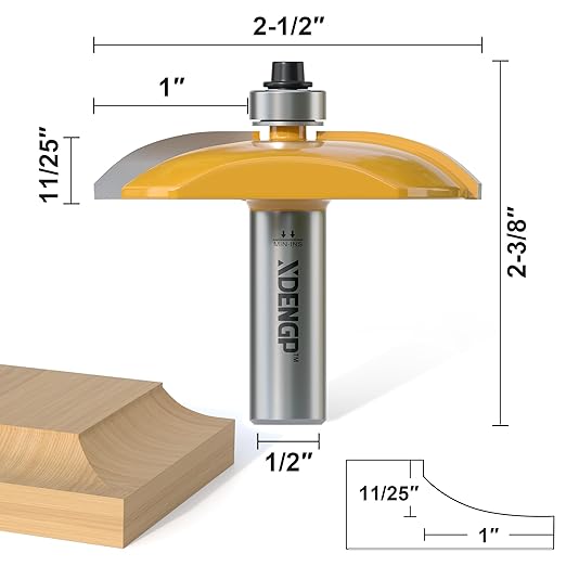 Cove Raised Panel Router Bits 1/2 Shank for Cove-Cut, 2-1/2-Inch Diameter, Shaker Raised Cabinet Door Making Frame Panel Design Router bits for use with Rail and Stile Moulding Router bit