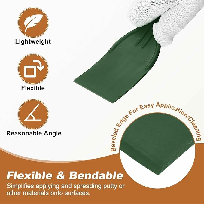 HARFINGTON 5pcs Putty Knife Scraper 2" Width Flexible Plastic Putty Knife Paint Scraper Tool for Taping Drywall Spreading Painting Wall Scratching Dark Green