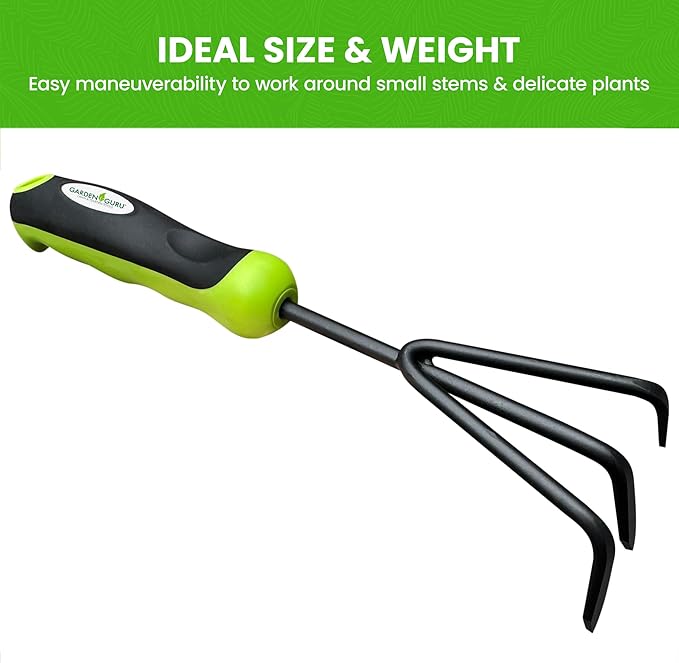 Garden Guru Garden Tool Set 3pc Hand Trowel Transplanter Cultivator ??Heavy Duty Rust Resistant Carbon Steel - Ergonomic Comfort Grip Handle ??Perfect Gardening Tool Kit Gifts for Women & Men