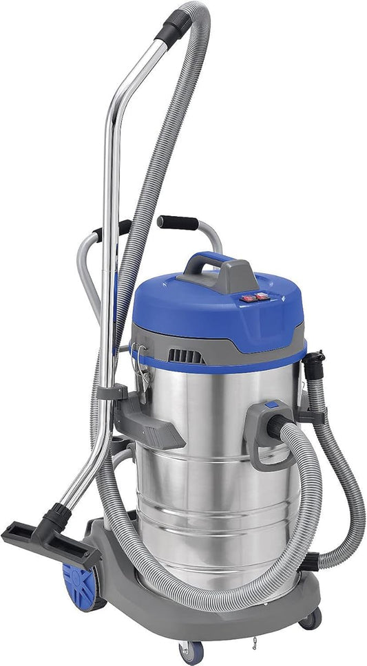 Global Industrial Commercial HEPA Wet Dry Vacuum with On-Board Storage and Tool Kit, Stainless Steel, 21 Gallon Capacity, 120 CFM, 1400W, 120V, 8'L Power Cord