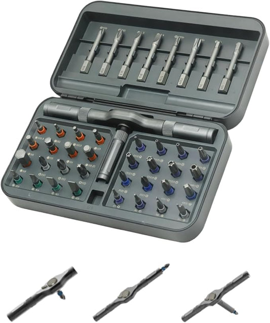 Upgraded Allen, Torx & Slotted Ratchet Screwdriver Set with Size-Marked Magnetic Bits | Easy to Identify and Store, Multi-Bit T-Handle Driver Kit for DIY & Home Repair, 40-in-1