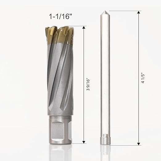 Wind Speed Carbide-Tipped Annular Cutter 1-1/16" Diameter x 2" Depth with Weldon Shank, High Precision Mag Drill Bit for Magnetic Drill Press, for Hard Material, Stainless Steel, Cast Iron, CT-500