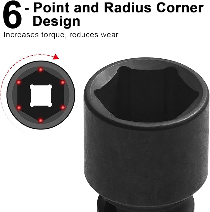 JETECH 1/2 Inch Drive 27mm Standard Impact Socket, Chrome Molybdenum Alloy Steel, 6-Point Design, Metric