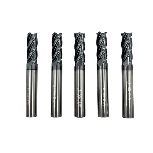 5PCS 5/16" Carbide Square End Mill Bits Set, Milling Bits Cutter 5/16 Carbide End Mills for Alloy Steels/Hardened Steels, HRC 45 Deg Single End 4 Flute AlTiN Coating