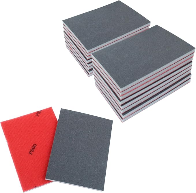 20Pcs 800 Grit Sanding Sponge, 4" x 3" Soft and Cozy Sponge Wet Dry Sandpaper, Ultra Fine Grit Sanding Sponge for Smooth Finishing
