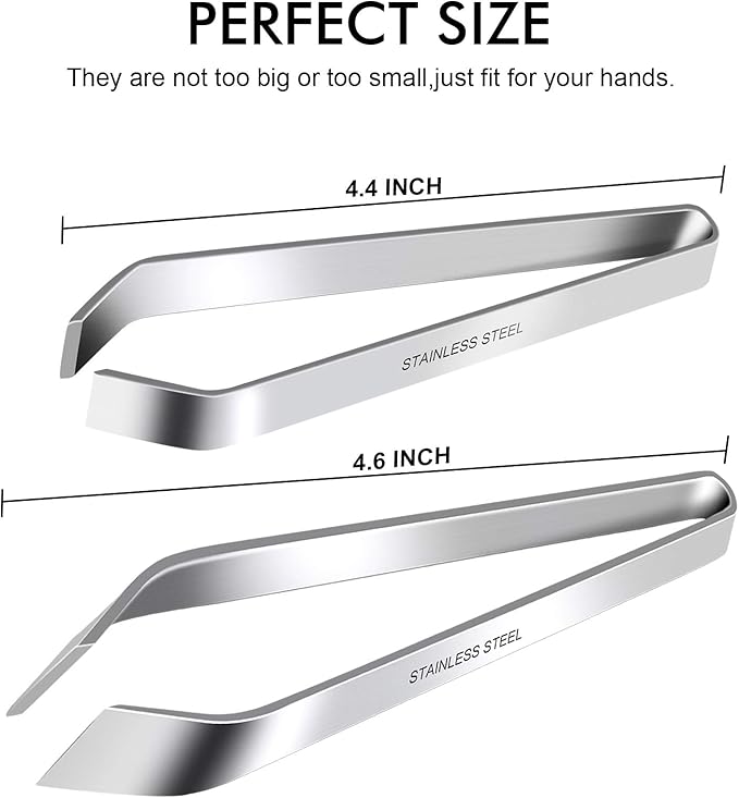 Fish Bone Tweezers, Professional Stainless Steel Flat and Slant Pliers Set for Kitchen Salmon Trout, 4 Pcs