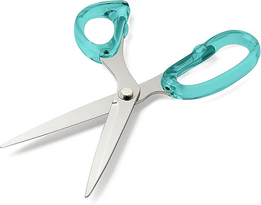 OfficeGoods 9??Stainless Steel Acrylic Scissors for Office and Home - Aesthetic and Sharp All Purpose Scissors, Perfect for Sewing, Arts and Crafts - Green Silver Metal