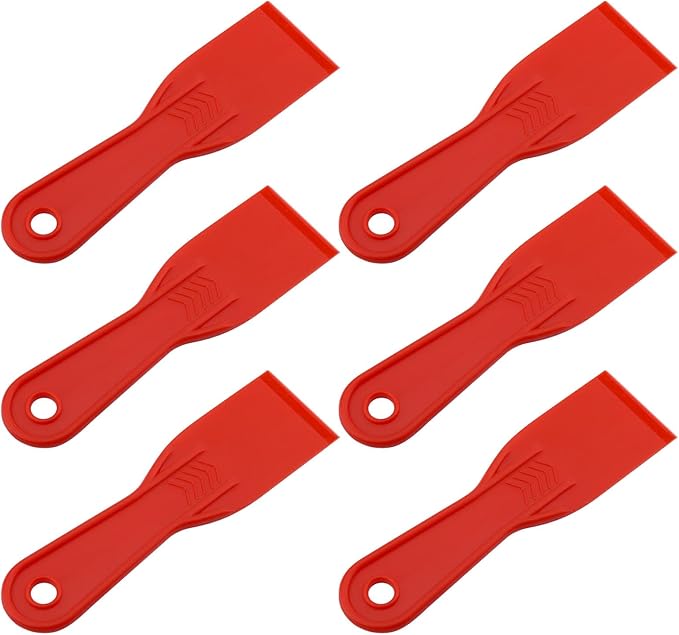 6 PCS Plastic Putty Knife, 2 Inch Black Flexible Putty Knife Scraper, Used for Repairing Walls, Pasting Plaster, Scraping Putty Plastic Putty Knife Scraper (Red)