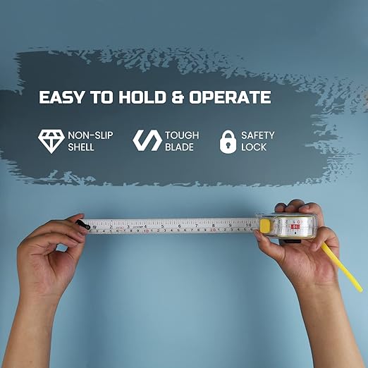 Lichamp 25FT/7.5M SAE and Metric Tape Measure 6 Pack, Retractable and Easy Read Measuring Tape Bulk Set, Min 1/8 inch Fraction and 1mm Scale, Crystal Case E6TP