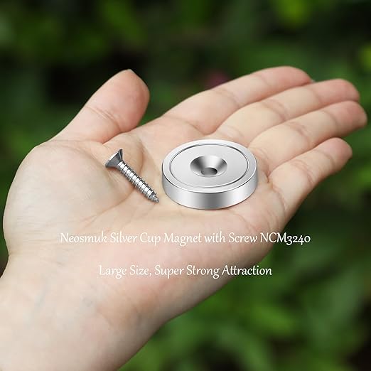 Neosmuk Magnets with Screws,130lbs+ Heavy Duty Rare Earth Neodymium Mounting Magnets with Holes, Countersunk Round Disc Industrial Magnets for Wall Mounting, 4 Pack