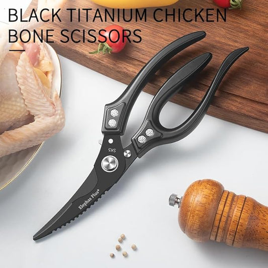 Professional 10-Inch Heavy-Duty Kitchen Shears ??Ultra-Sharp Stainless Steel Scissors for Cutting Meat, Poultry, Fish, Herbs & Vegetables (Black)