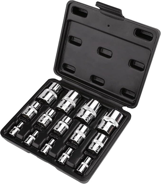 Amazon Basics 14-Piece External Torx Socket Set, E4?밇24, 1/4", 3/8", 1/2" Drive, with Storage Case