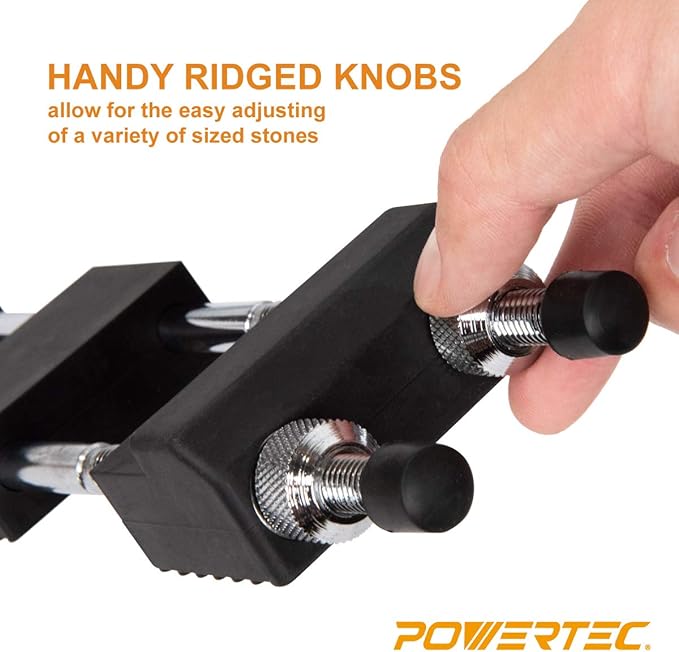 POWERTEC Sharpening Stone Holder ??Adjustable Whetstone Stone Holder 5.5" to 9", Non-Slip Rubber Base for Secure Knives Sharpening for Kitchen w/knife Sharpener, Wet, Diamond Stone(71013)