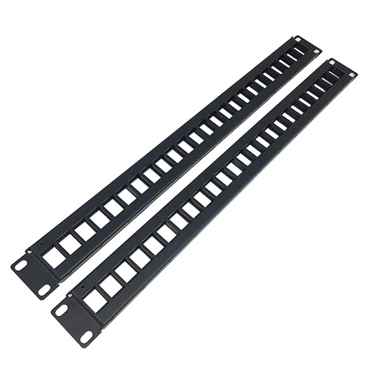 JINGCHENGMEI 2 Pack of 1U Patch Panel 24-Port Blank Keystone, 1U 19" Rackmount Housing for Keystone Jacks (2)