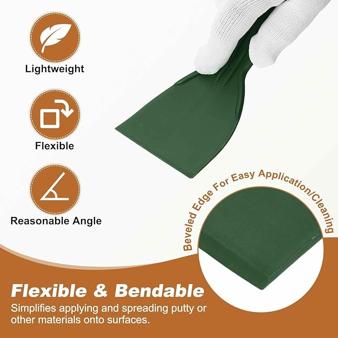 HARFINGTON 5pcs Putty Knife Scraper 3" Width Flexible Plastic Putty Knife Paint Scraper Tool for Taping Drywall Spreading Painting Wall Scratching Dark Green