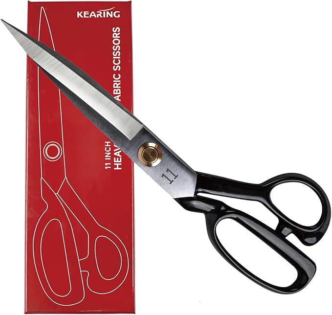 KEARING 11 Inch Heavy Duty Fabric Scissors, Professional Tailor Shears for Precision Cutting of Leather, Denim, and Multi-Layer Fabrics for Dressmaking, Sewing, Cutting - 0.83 lb - Right-Handed