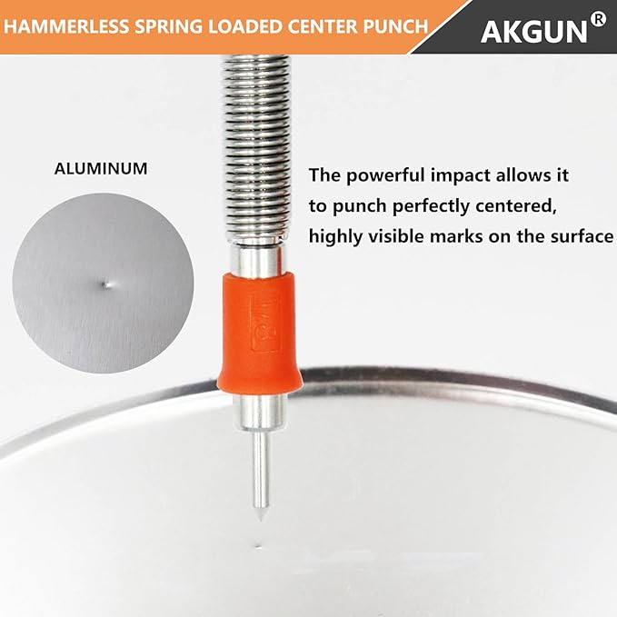 1/8-Inch High Speed Steel Center Punch, Hammerless Center Punch Tool for Drill Marks on Wood or Metal