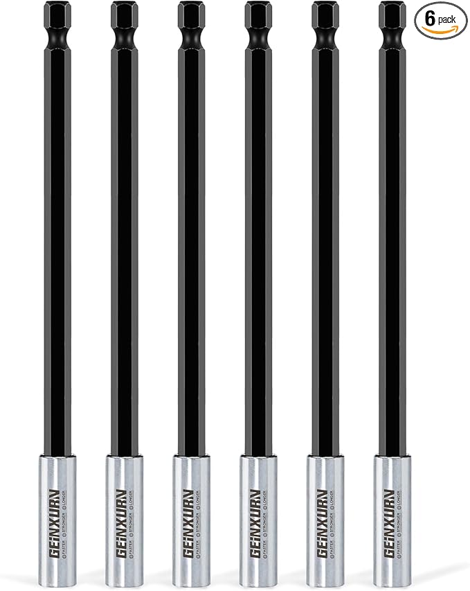 6Pc 6Inches Screwdriver Bit Holders, Cr-V Extension Socket Drill Bit Magnetic Holder Hex Shank Quick-Change Drill Bit Guide