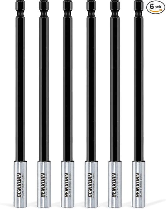 6Pc 6Inches Screwdriver Bit Holders, Cr-V Extension Socket Drill Bit Magnetic Holder Hex Shank Quick-Change Drill Bit Guide