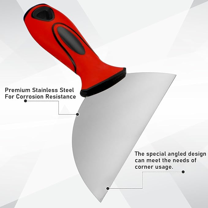 Lothee 6" Clipped Drywall Pointing Knife Metal Hammer End Professional Finishing Tools High-quality Drywall Knife for Work in Narrow Spaces Plasterboard