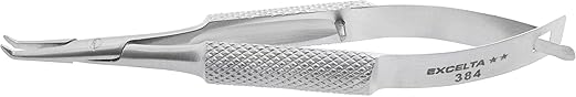 Excelta - 384 - Pliers - Micro - Bent Nose - Two Star - SS - Self Opening, 0.139" Height, 0.109" Wide, 3" Length