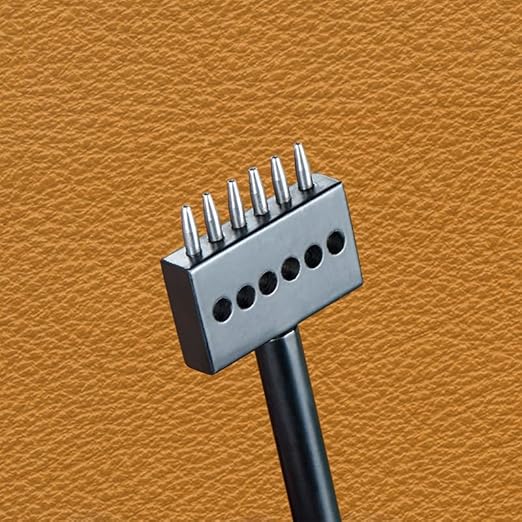 Leather Round Hole Punching Tool 3pcs Prong Punch Tool Set with 2/4/6 Prong Options for Precise Round Hole Punching DIY Leather Craft (5MM)
