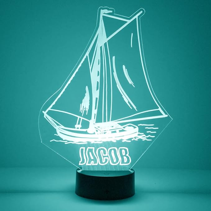 Transportation Custom LED Sign Night Light Lamp with Remote, Light Up Display with Personalized Name or Image, Customized and Made in The USA, Clear Acrylic Design Home Decor with 16 Colors, 4 Modes