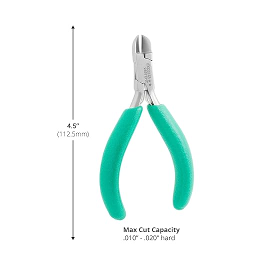 Excelta 2897EHT Medium Round Head Semi-Flush Cutters, Hard Wire SS/Carbide Inserts, Anti-Static Grips, 0.010??0.020??Cutting Capacity, 4.5" OAL, 4.5 OZ, Intermediate