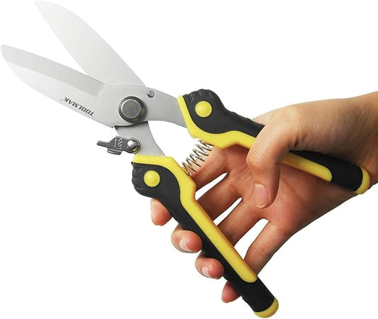 Aviation Tin Snips 9 Inch Heavy Duty Metal Cutter, Straight Shears with Stainless Steel Blade & Comfort Grips, Multifunction Cutting of Branches, Cable Wires, Thin Iron