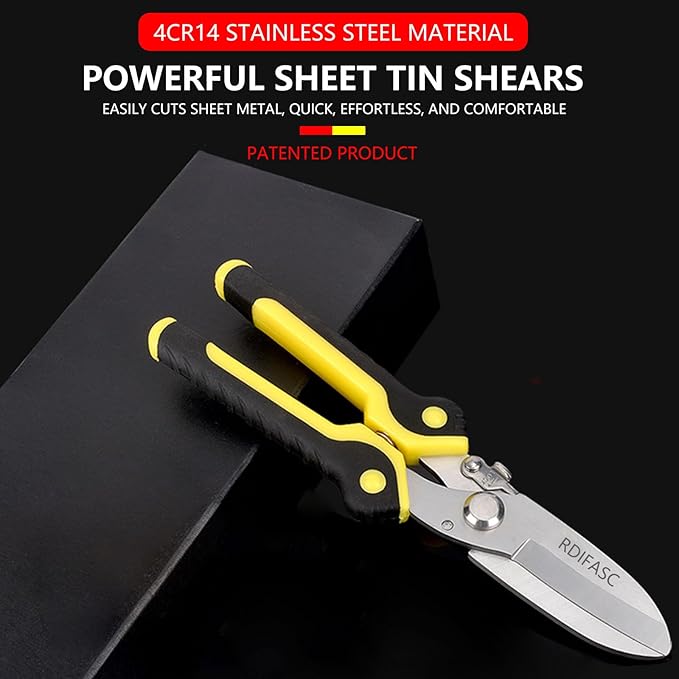 Heavy Duty Scissors Industrial, Tin Snips Heavy Duty,8 Inch Metal Shears,Multi-Purpose Cutter with Comfort Grips,Metal Snips of Cable Wires,Thin Iron,Cardboard