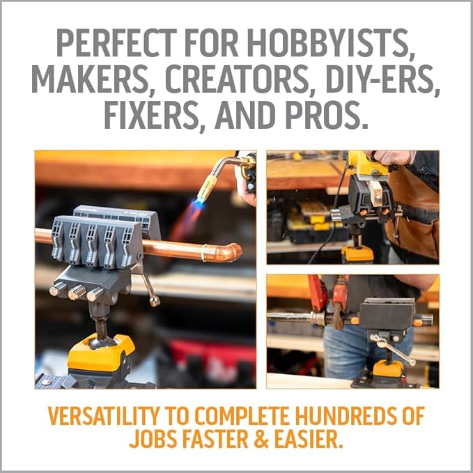 IQ Vise | 360° Articulating Bench Vise Made From Steel & Cast Aluminum w/ 8-Position Locking Ball & Socket | Woodworking Vise Handles Up To 130ft-lbs of Torque | Pipe Vise With Double Sided Jaws