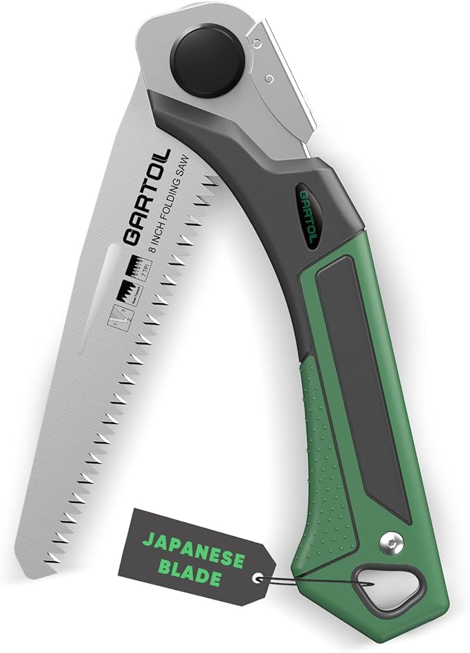 GARTOL 8-Inch Folding Saw with Sharp SK5 Blade, Ergonomic Grip, Portable Hand Pruning Saw for Wood Cutting, Pruning, Camping, and DIY Tasks, Cuts Branches Up to 6 Inches