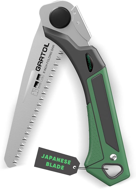 GARTOL 8-Inch Folding Saw with Sharp SK5 Blade, Ergonomic Grip, Portable Hand Pruning Saw for Wood Cutting, Pruning, Camping, and DIY Tasks, Cuts Branches Up to 6 Inches