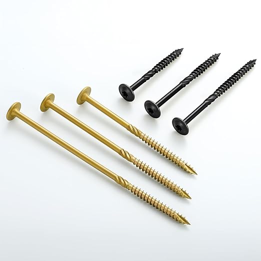 Lag Screws #14 x 3-1/2 Inch, (5lb, 181pcs) Heavy Duty Construction Structural Exterior Wood Timber Screws, Torx Drive Washer Head Rust Resistant Golden Epoxy Coated, with T30 Star Bit